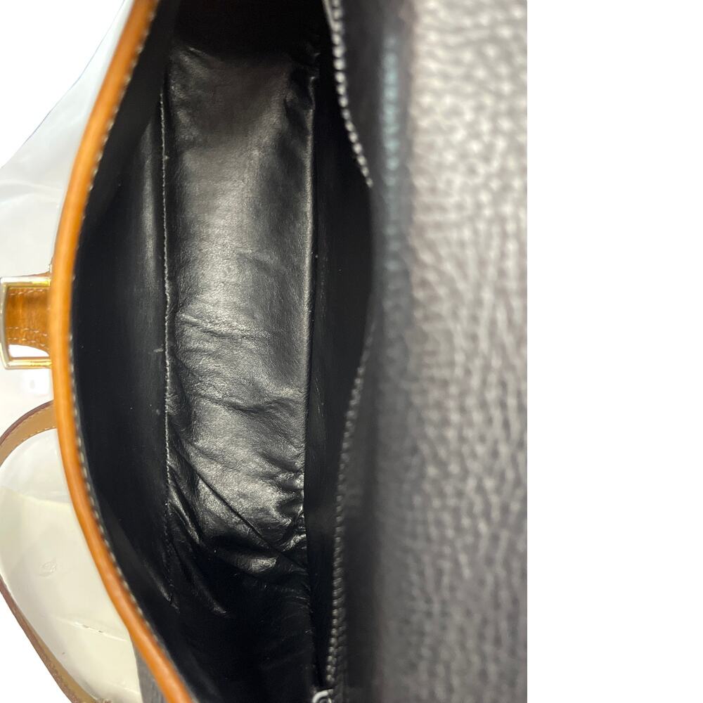 Celine Vintage Leather Crossbody Bag Black Brown Flap Italy Minimalist - Picture 10 of 15